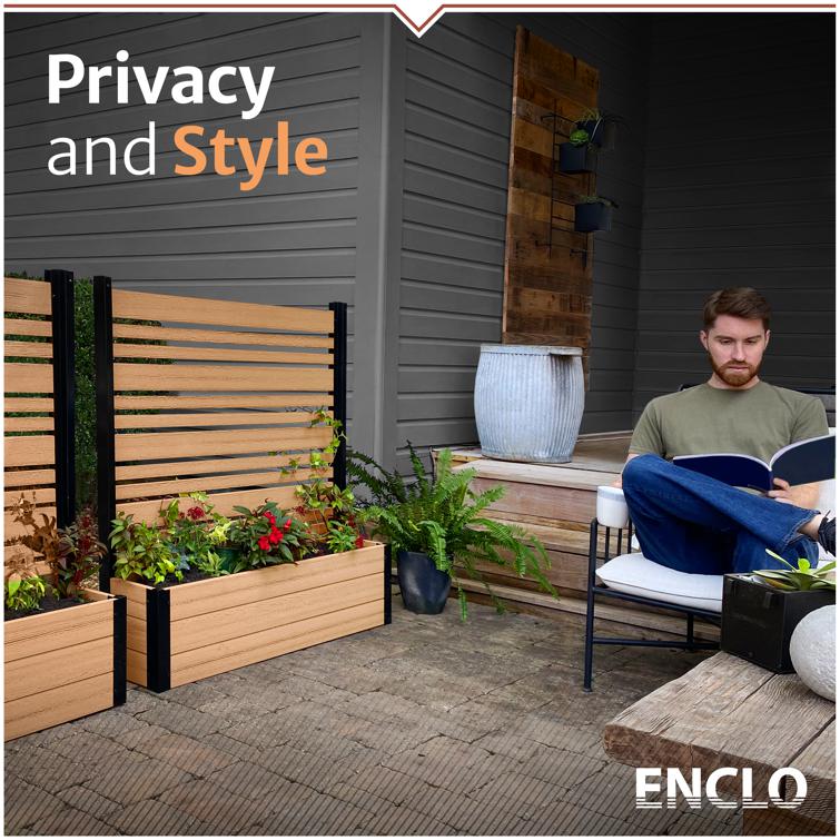 Florence Freestanding Patio Screen w/ Planter Box (Cedar) (44